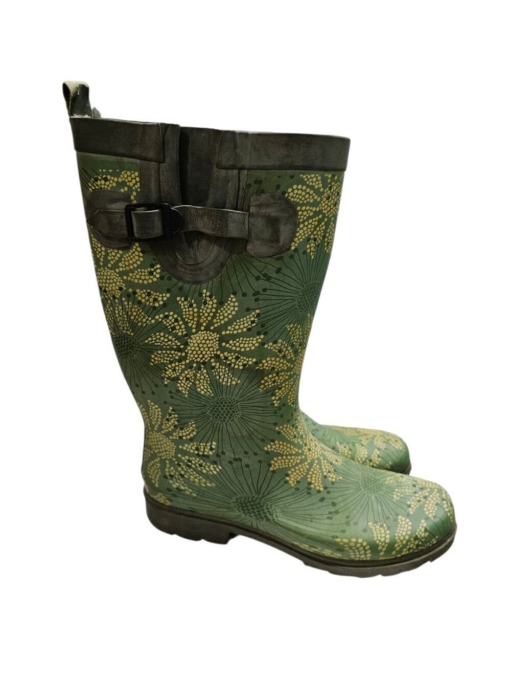 Capelli New York Women Size 9 Rain Boots Green Floral Print Archival Statement - Picture 2 of 7